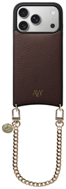 AVY Apple iPhone 17 Pro Bruin Leren Hoesje met Koord Aurum Lien