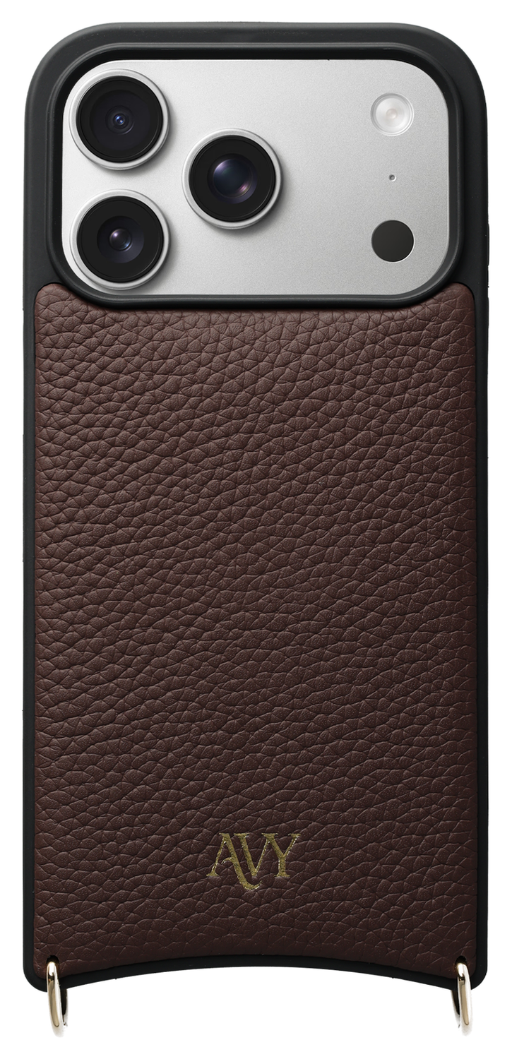 AVY Apple iPhone 17 Pro Bruin Leren Hoesje met Koord Silver Spark afbeelding 11