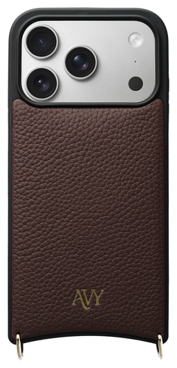 AVY Apple iPhone 17 Pro Bruin Leren Hoesje met Koord Silver Spark afbeelding 11