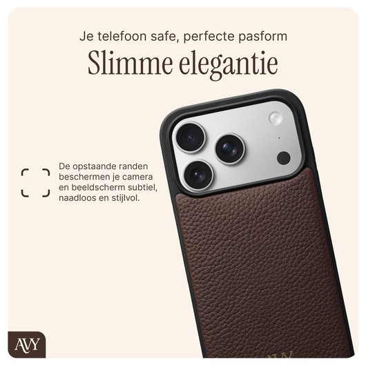 AVY Apple iPhone 17 Pro Bruin Leren Hoesje met Koord Silver Spark afbeelding 7