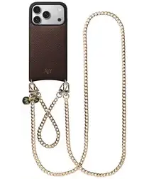 AVY Apple iPhone 17 Pro Bruin Leren Hoesje met Koord Aurum Lien Set afbeelding