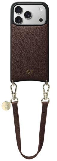 AVY Apple iPhone 17 Pro Bruin Leren Hoesje met Koord Short Leather afbeelding 1