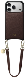 AVY Apple iPhone 17 Pro Bruin Leren Hoesje met Koord Short Leather