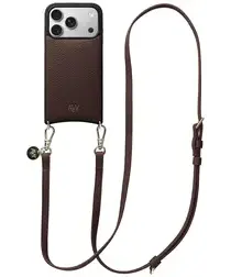 AVY Apple iPhone 17 Pro Bruin Leren Hoesje met Koord Long Leather afbeelding