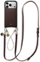 AVY Apple iPhone 17 Pro Bruin Leren Hoesje met Koord Leather and Pearls afbeelding 1