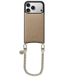 AVY Apple iPhone 17 Pro Beige Leren Hoesje met Koord Aurum Lien afbeelding