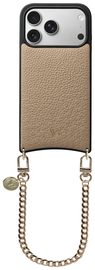 AVY Apple iPhone 17 Pro Beige Leren Hoesje met Koord Aurum Lien