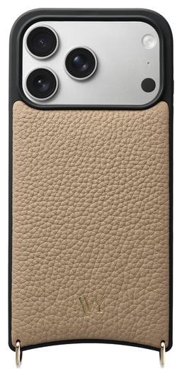 AVY Apple iPhone 17 Pro Beige Leren Hoesje met Koord Silver Spark afbeelding 10