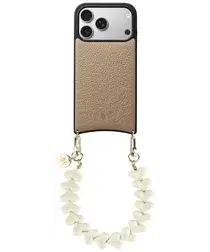 AVY Apple iPhone 17 Pro Beige Leren Hoesje met Koord Cupid Beige afbeelding