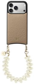 AVY Apple iPhone 17 Pro Beige Leren Hoesje met Koord Cupid Beige