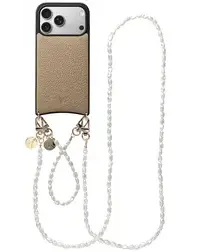 AVY Apple iPhone 17 Pro Beige Leren Hoesje met Koord Perla Chic Set afbeelding