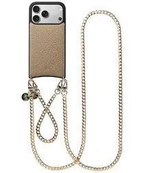 AVY Apple iPhone 17 Pro Beige Leren Hoesje met Koord Aurum Lien Set afbeelding