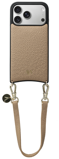AVY Apple iPhone 17 Pro Beige Leren Hoesje met Koord Short Leather afbeelding 1