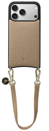 AVY Apple iPhone 17 Pro Beige Leren Hoesje met Koord Short Leather afbeelding