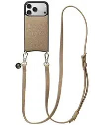 AVY Apple iPhone 17 Pro Beige Leren Hoesje met Koord Long Leather afbeelding