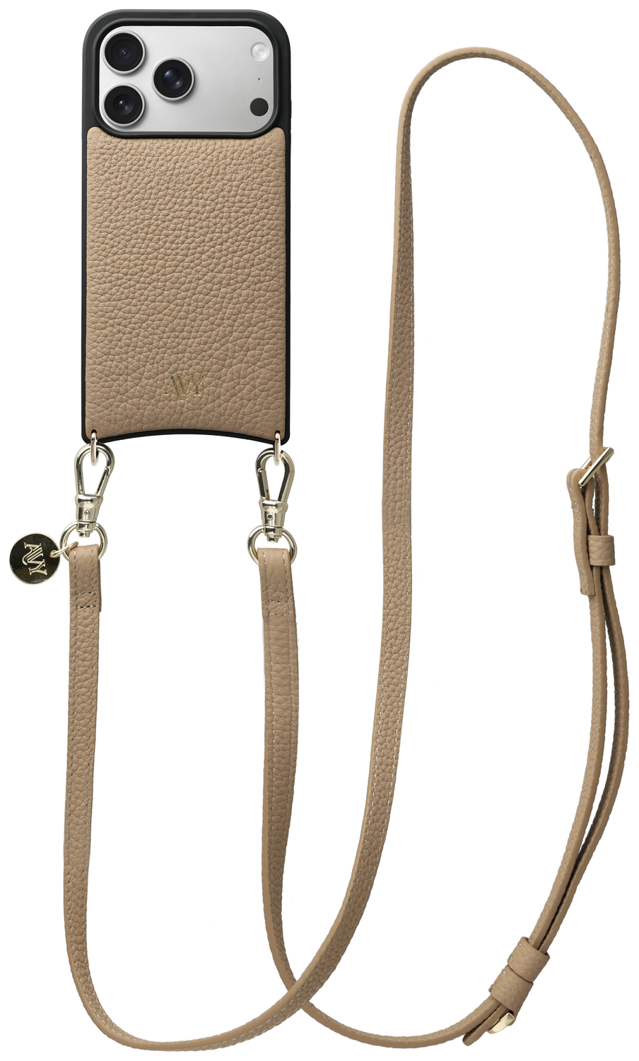 AVY Apple iPhone 17 Pro Beige Leren Hoesje met Koord Long Leather afbeelding 1