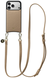 AVY Apple iPhone 17 Pro Beige Leren Hoesje met Koord Long Leather afbeelding