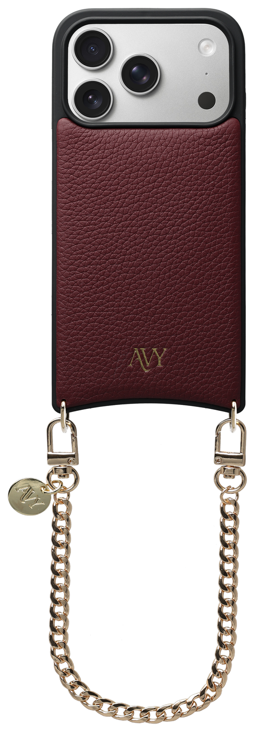 AVY Apple iPhone 17 Pro Burgundy Leren Hoesje met Koord Aurum Lien afbeelding 1