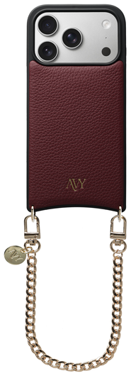 AVY Apple iPhone 17 Pro Burgundy Leren Hoesje met Koord Aurum Lien afbeelding 1