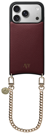 AVY Apple iPhone 17 Pro Burgundy Leren Hoesje met Koord Aurum Lien