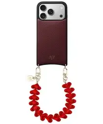 AVY Apple iPhone 17 Pro Burgundy Leren Hoesje met Koord Cupid Clear Red afbeelding