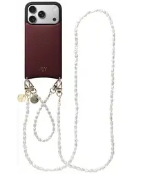 AVY Apple iPhone 17 Pro Burgundy Leren Hoesje met Koord Perla Chic Set afbeelding