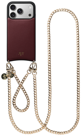 AVY Apple iPhone 17 Pro Burgundy Leren Hoesje met Koord Aurum Lien Set