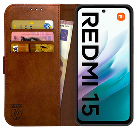 Rosso Element Xiaomi Redmi 15 4G Hoesje Book Case Wallet Bruin afbeelding