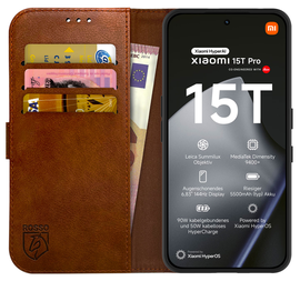 Rosso Element Xiaomi 15T Pro Hoesje Book Case Wallet Bruin afbeelding