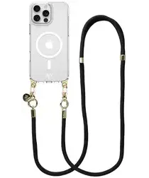 AVY Apple iPhone 15 Pro Max Hoesje met Koord & MagSafe 130CM Tressé Black afbeelding