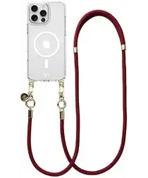 AVY Apple iPhone 15 Pro Max Hoesje met Koord & MagSafe 130CM Tressé Red afbeelding