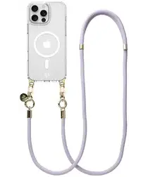 AVY Apple iPhone 15 Pro Max Hoesje met Koord & MagSafe 130CM Tressé Purple afbeelding