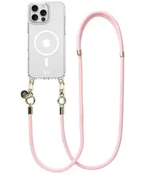 AVY Apple iPhone 15 Pro Max Hoesje met Koord & MagSafe 130CM Tressé Pink afbeelding
