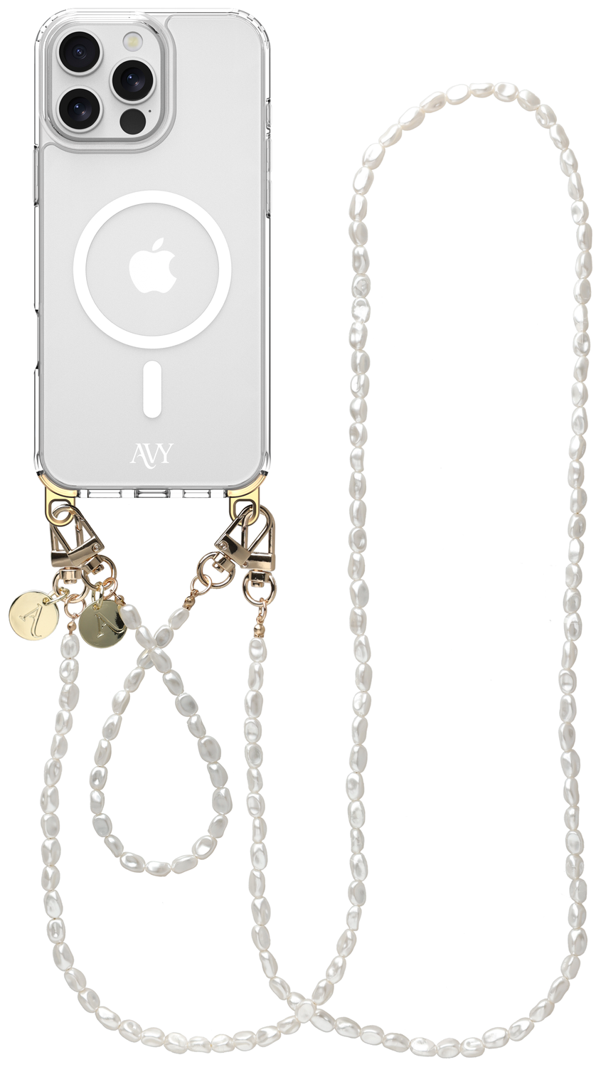 AVY Apple iPhone 15 Pro Max Hoesje met Koord & MagSafe Set Perla Chic afbeelding 1