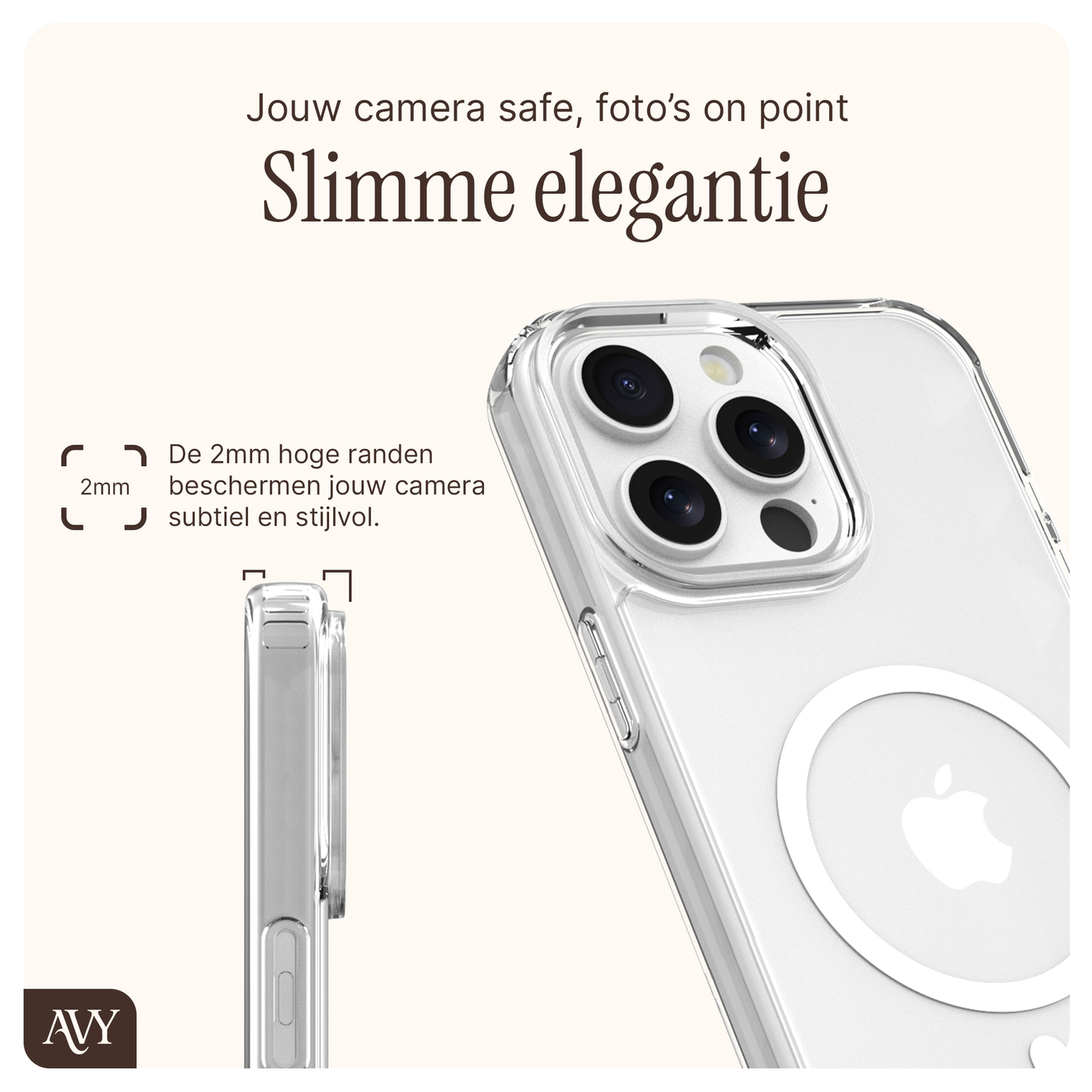 AVY Apple iPhone 15 Pro Max Hoesje met Koord & MagSafe Set Perla Chic afbeelding 6