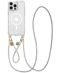 AVY Apple iPhone 15 Pro Max Hoesje met Koord & MagSafe Set Silver Spark afbeelding