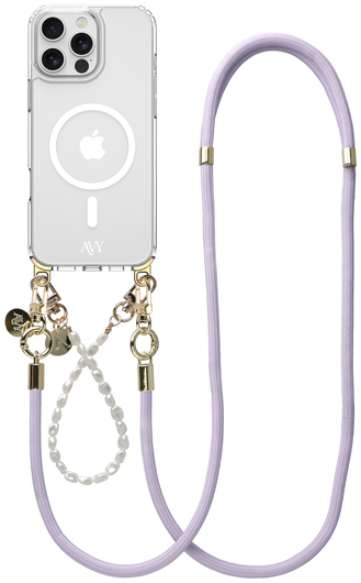 AVY Apple iPhone 15 Pro Max Hoesje met Koord & MagSafe Set Pearl & Rope Purple afbeelding 1