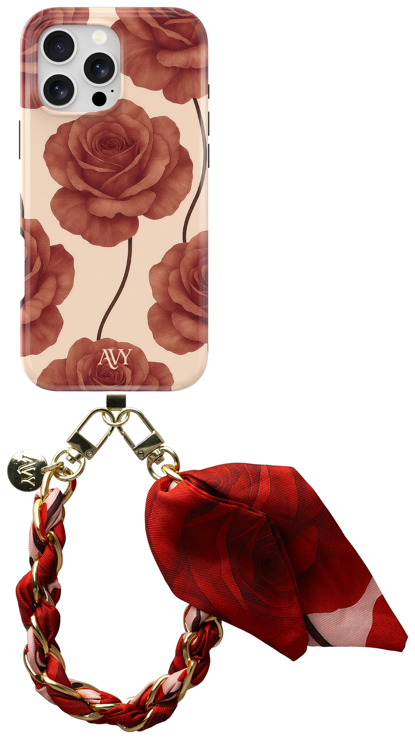 AVY Apple iPhone 15 Pro Max MagSafe Hoesje met Koord 32CM Botanique Roses afbeelding 1