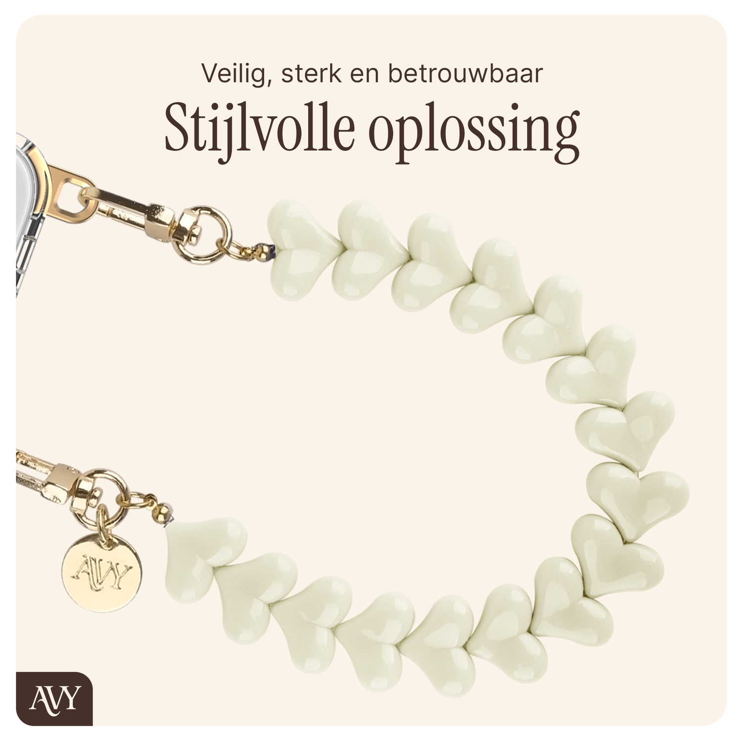 AVY Apple iPhone 15 Pro Max MagSafe Hoesje met Koord 30CM Lovely Hearts afbeelding 10