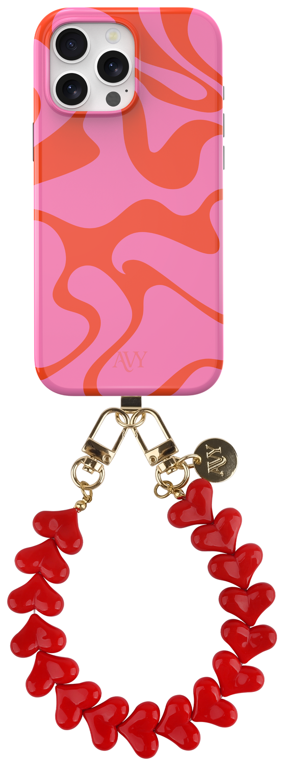 AVY Apple iPhone 15 Pro Max MagSafe Hoesje met Koord 30CM Rose Hearts afbeelding 1