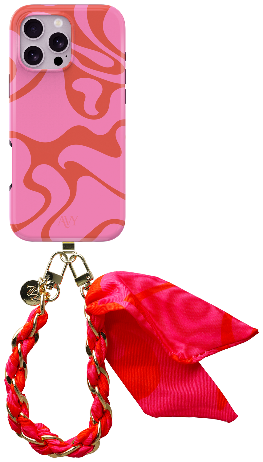AVY Apple iPhone 15 Pro Max MagSafe Hoesje met Koord 32CM Rosé Twist afbeelding 1