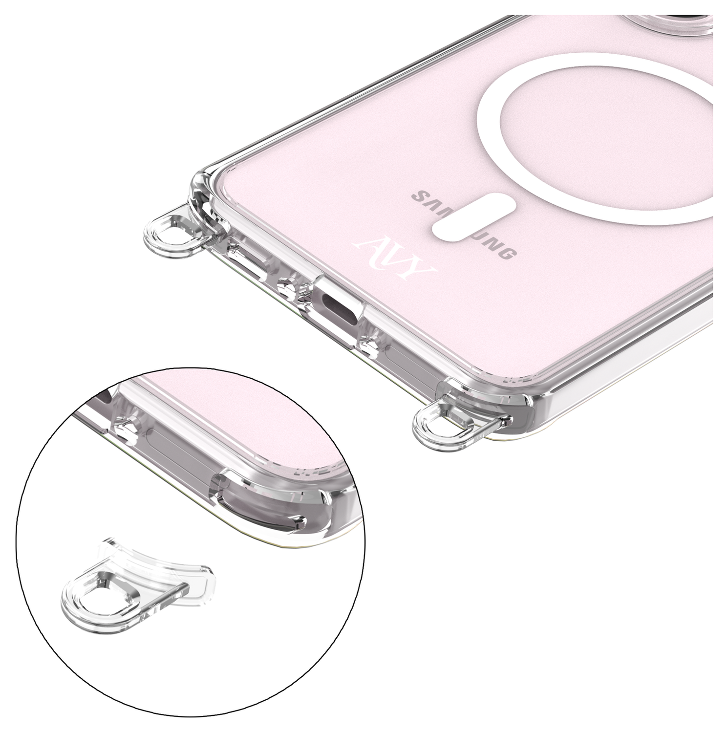 AVY Samsung Galaxy A56 / A36 Hoesje met Koord & MagSafe 30CM Cupid Clear Pink afbeelding 15