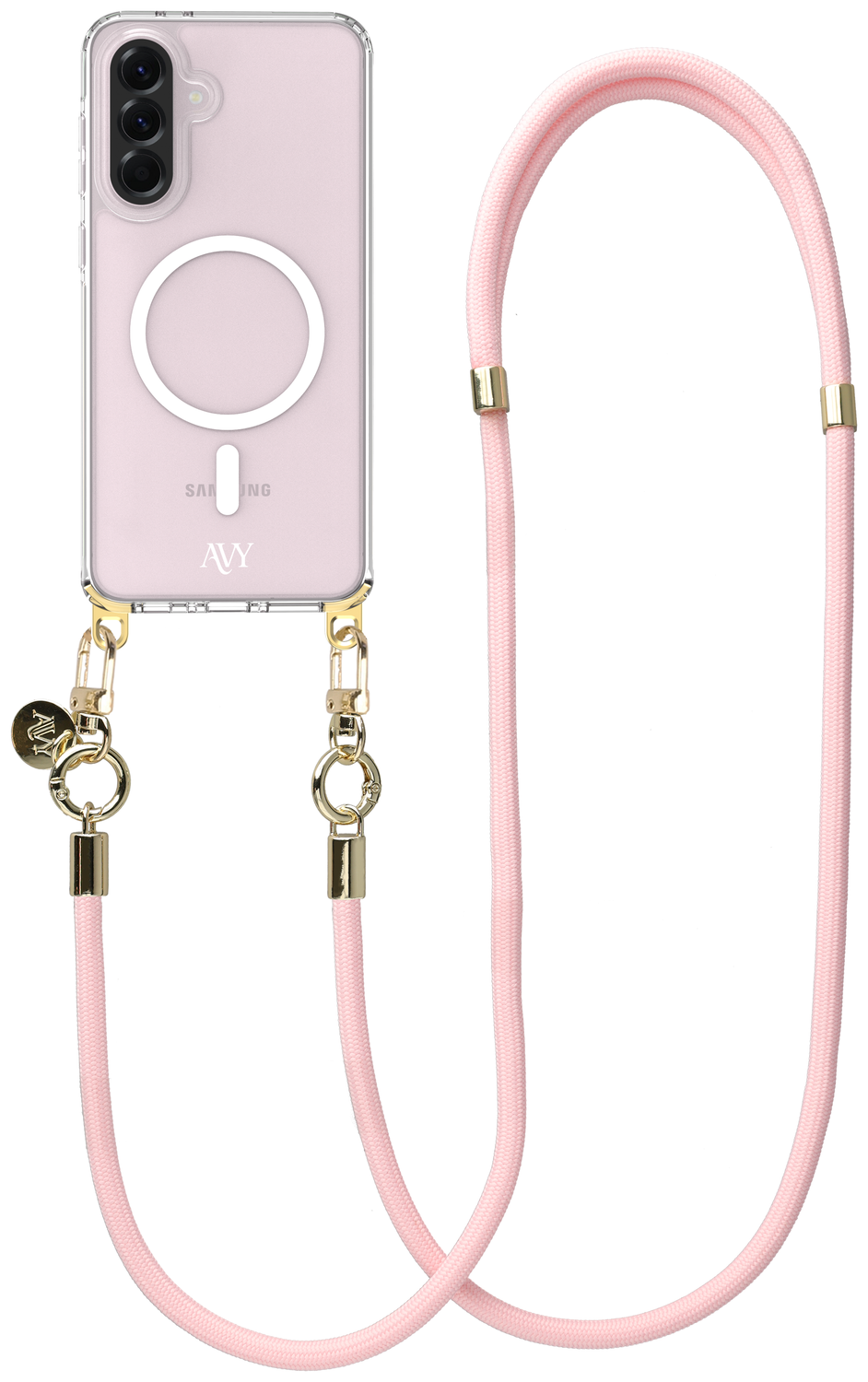 AVY Samsung Galaxy A56 / A36 Hoesje met Koord & MagSafe 130CM Tressé Pink afbeelding 1