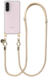 AVY Samsung Galaxy A56 / A36 Hoesje Met Koord 130CM Tressé Beige afbeelding