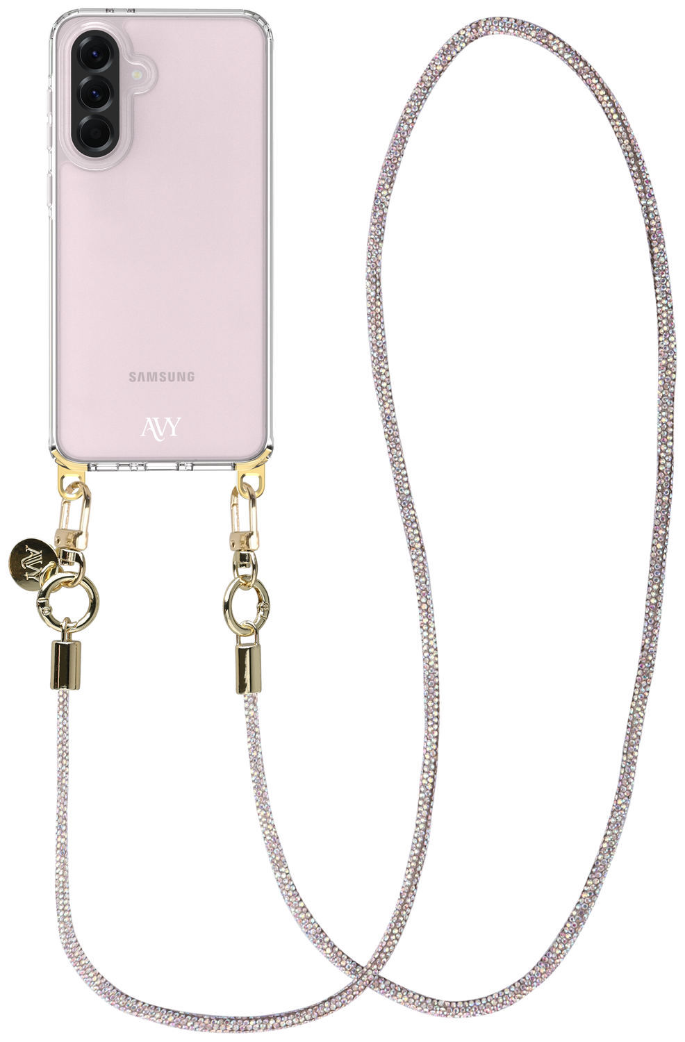 AVY Samsung Galaxy A56 / A36 Hoesje Met Koord 120CM Silver Spark Long afbeelding 1