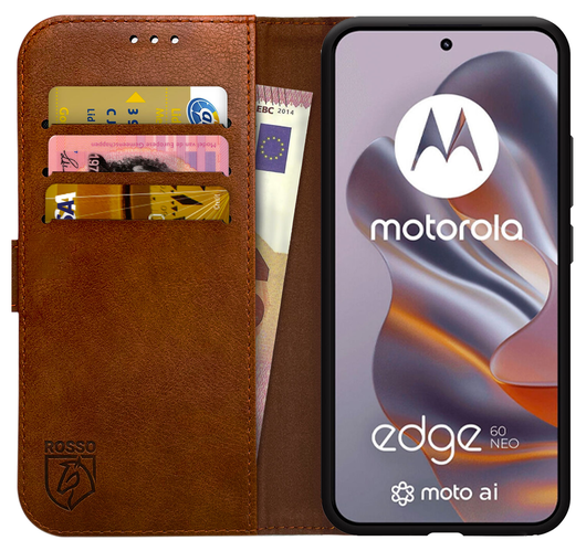 Rosso Element Motorola Edge 60 Neo Hoesje Book Case Wallet Bruin afbeelding 1