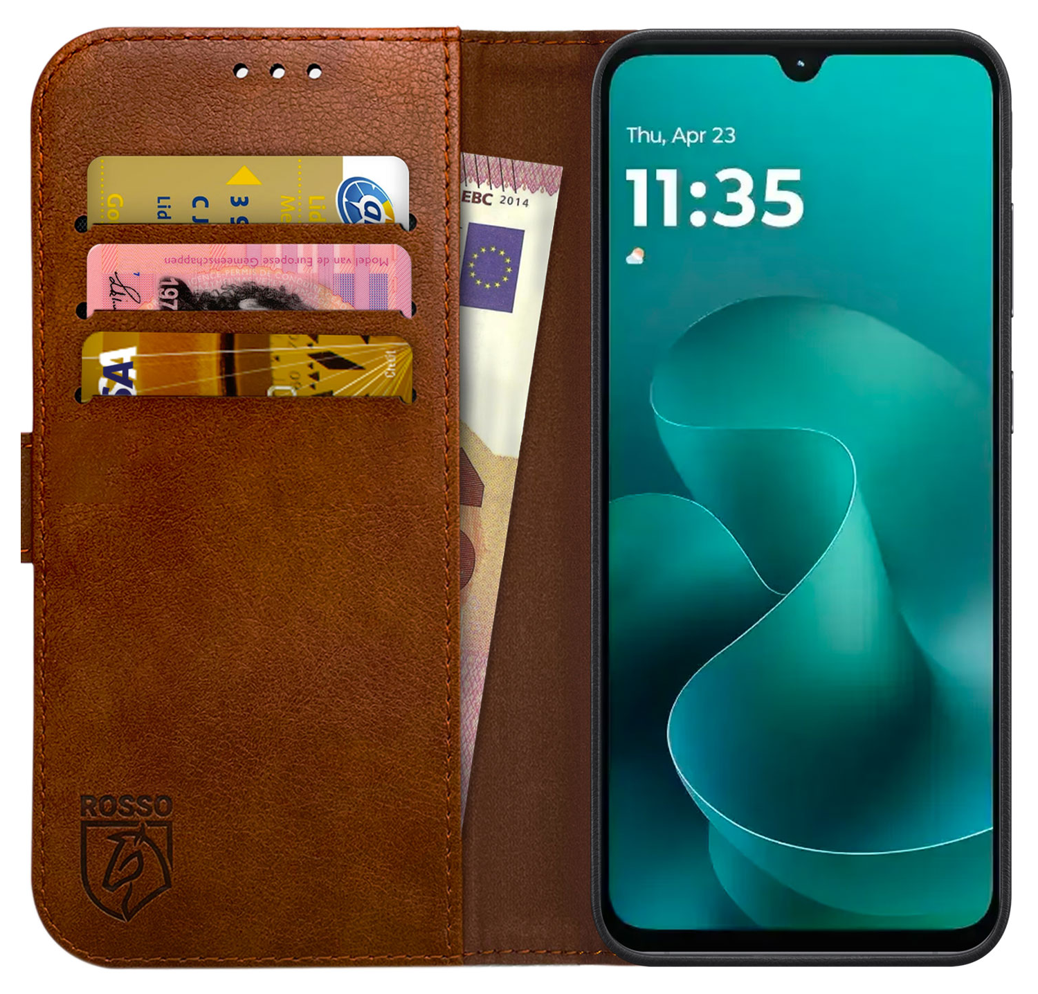 Rosso Element Motorola Moto G06 Hoesje Book Case Wallet Bruin afbeelding 1