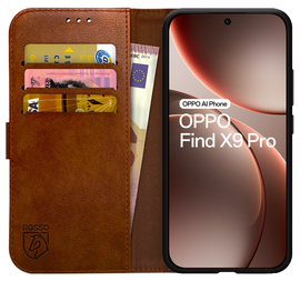 Rosso Element Oppo Find X9 Pro Hoesje Book Case Wallet Bruin afbeelding