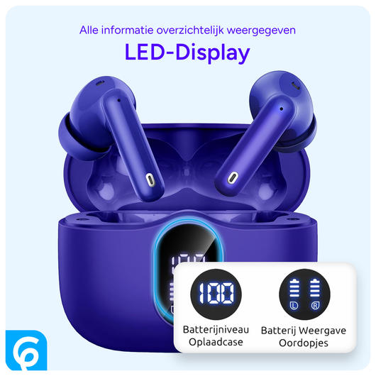 SBG Draadloze Oordopjes Noise Cancelling Bluetooth met Display Donker Blauw afbeelding 5