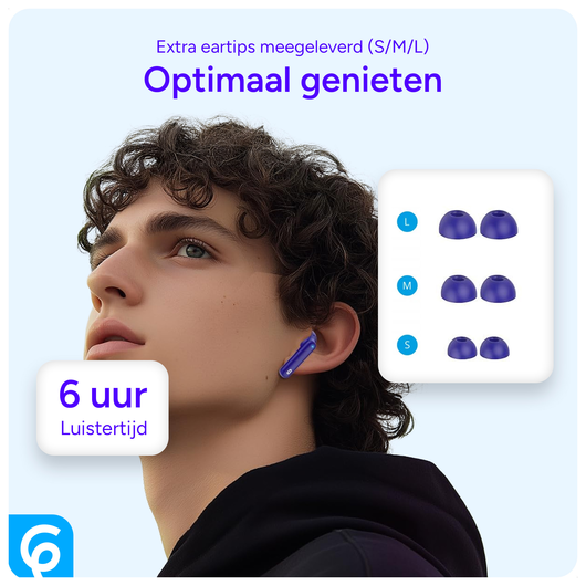 SBG Draadloze Oordopjes Noise Cancelling Bluetooth met Display Donker Blauw afbeelding 6
